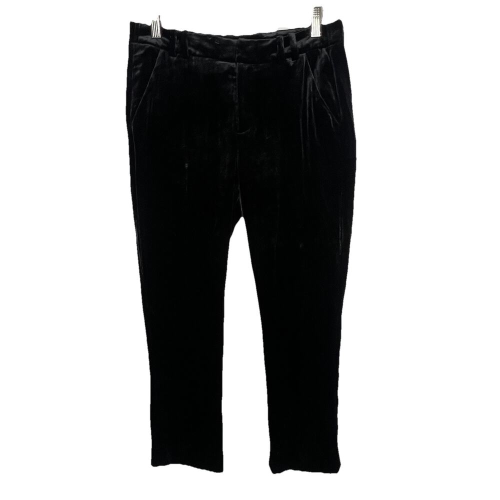 BALMAIN PARIS Black Velvet Silk Straight Leg Trouser Pants Holiday Size 36 M19